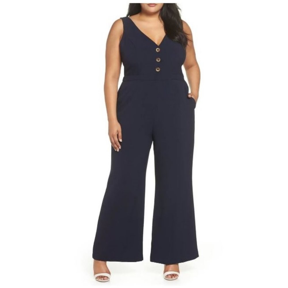 Chelsea28 Button-Front Jumpsuit Size 14